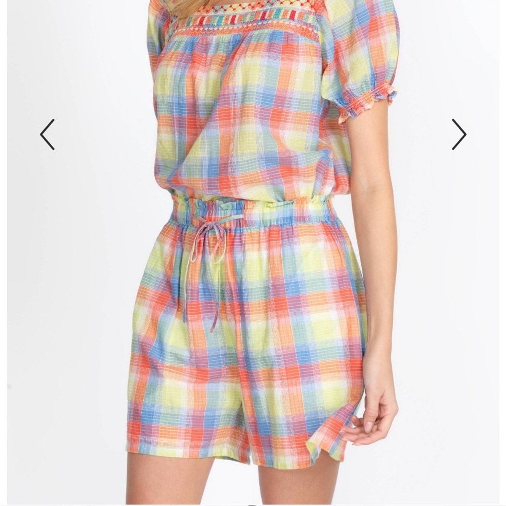 Johnny Was Workshop Delacey Plaid Paperbag Waist Shorts w Pockets w MEASUREMENTS - Picture 5 of 14